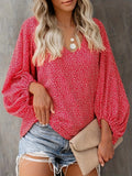 kkboxly  Floral Print Lantern Sleeve Blouse, Casual V Neck Long Sleeve Blouse For Spring & Fall, Women's Clothing