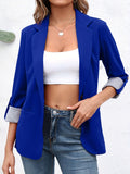 2025 kkboxly  Solid Lapel Blazer, Elegant Open Front Work Office Outerwear, Women's Clothing