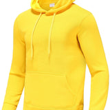 kkboxly  Men's Solid Color, Pocket Drawstring, Thermal Hoodie