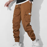 kkboxly Classic Design Multi Flap Pockets Cargo Pants, Men's Casual Techwear Drawstring Cargo Pants Hip Hop Joggers For Autumn Summer Outdoor