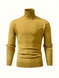 kkboxly  All Match Knitted Thermal Solid Sweater, Men's Casual Warm High Stretch Stand Collar Pullover Sweater For Fall Winter