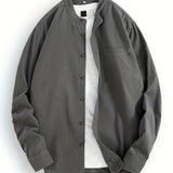 kkboxly  Men's Casual Button-down Long Cotton Sleeve Shirt For Spring & Summer