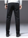 Classic Design Straight Leg Jeans For Business, Men's Semi-formal Denim Pants