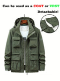 kkboxly  Men's Multi Pocket Detachable Windbreaker Jacket, Cargo Vest For Outdoor Fishing Climbing Photography, Multifunctional Wear-resistant Coat Vest