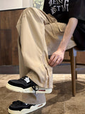 kkboxly  Classic Design Multi Flap Pockets Loose Wide Leg Cargo Pants,Men's Loose Fit Drawstring Cargo Pants，For Skateboarding,Street,Outdoor Camping