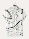 kkboxly  Casual Ripple Pattern Short Sleeve Shirt, Men's Hawaiian Shirt For Summer Vacation Resort