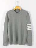 kkboxly  Stripe Design, Men's Warm Trendy Knitted Sweater