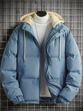 kkboxly  Warm Classic Design Hooded Jacket, Men's Casual Zip Up Jacket Coat For Fall Winter