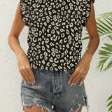 kkboxly  Ruffle Trim Stand Collar Blouse, Casual Top For Summer & Spring, Women's Clothing
