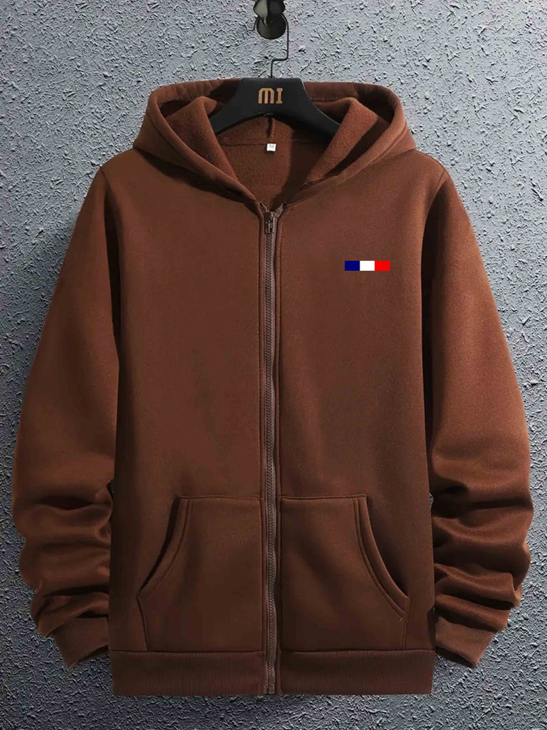 kkboxly  Color Blocks Print Men's Hooded Coat Casual Long Sleeve Hoodies With Zipper Gym Sports Hooded Jacket For Spring Fall