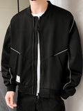 kkboxly  Solid Varsity Jacket, Men's Casual Baseball Jacket Coat Regular Fit College Hipster Windbreaker For Spring Autumn