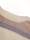 kkboxly  Plus Size Casual Sweater, Women's Plus Colorblock Long Sleeve Round Neck High Stretch Jumper