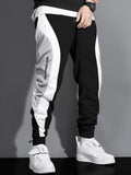 kkboxly  Men's Color Block Joggers, Casual Stretch Waist Drawstring Sweatpants Track Pants