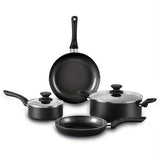 kkboxly 6pcs Nonstick Kitchen Cookware Set, Ceramic Coating Cooking Pot And Pans Set, Stock Pot/Milk Pot/Frying Pans Set, Black Aluminum Pan With Lid, Induction/Gas Kitchenware Set