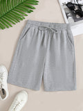 kkboxly  Women's Casual Drawstring Sports Shorts, Solid Color Elastic Waist Fashion Shorts