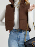 Stand Collar Zip Up Vest, Casual Solid Sleeveless Versatile Vest, Women's Clothing