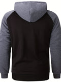 kkboxly  Color Block Sherpa Lined Men's Hooded Jacket Casual Long Sleeve Hoodies With Zipper Gym Sports Hooded Coat For Spring Fall