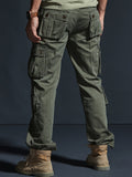 dunnmall  kkboxly  Cotton Solid Multi Flap Pockets Men's Straight Leg Cargo Pants,  Loose Casual Outdoor Pants, Men's Work Pants For Hiking Fishing Angling