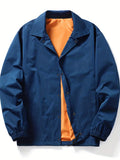 kkboxly  Solid Color Jackets For Men Dual Pockets Snap Button Up Lapel Stylish Coat Jackets For Men