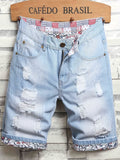 kkboxly  Men's Stylish Ripped Jeans Casual Royal Blue Shorts For Summer