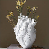 kkboxly 1pc Heart-shaped Resin Ornaments, For Desktops And Living Rooms, Including Flower Vases And Dried Flower Arrangements For Dining Tables, Resin Flower Vases For Desktops