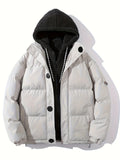 kkboxly  Men's Fashion Thick Sherpa Hood Coat, Padded Winter Warm Hooded Jacket For Autumn Winter