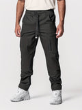 Men's Spring And Autumn Cargo Style Long Trousers With Multi-Pocket, Male Casual Loose Trousers