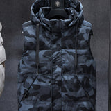 Men Trendy Sleeveless Down Thermal Hooded Vests Jackets Zipper Outdoor Winter Casual Waistcoat Windproof Jacket