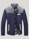 kkboxly  Warm Lightweight Winter Jacket, Men's Casual Stand Collar Cotton Padded Coat