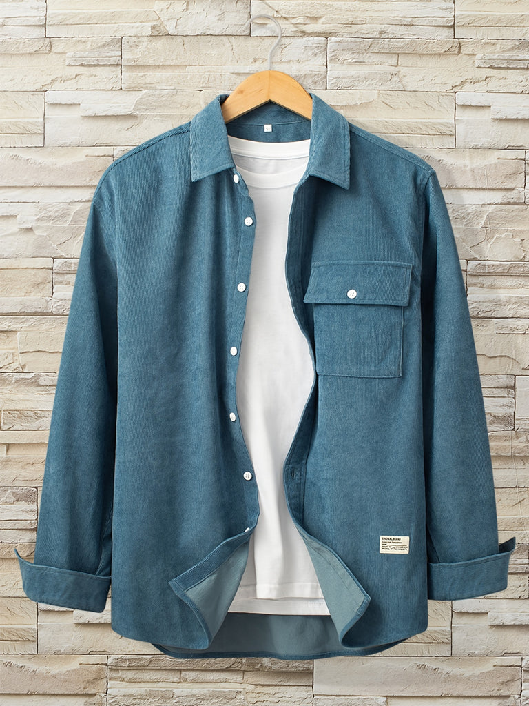 kkboxly  Stylish Men's Casual Lapel Shirt - Comfortable Button-Up Long Sleeve Shirt for Everyday Wear