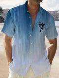 kkboxly  Stylish Hawaiian Resort Shirt for Men - Plus Size Coconut Tree Print Gradient Lapel Collar Summer Clothing for Vacation/Leisurewear
