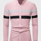 kkboxly  Classic Design Striped Shirt, Men's Casual/Semi-formal Button Up Lapel Long Sleeve Shirt For Spring Summer Business