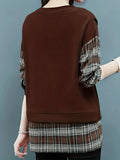 kkboxly  Long Sleeve Plaid Pullover, Crew Neck Casual Top For Spring & Fall, Women's Clothing