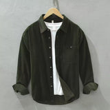 kkboxly  Stylish Men's Casual Lapel Shirt - Comfortable Button-Up Long Sleeve Shirt for Everyday Wear