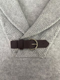 kkboxly  Plus Size Men's Shawl Neck Long Sleeve Sweater With Decorated Leather Belt
