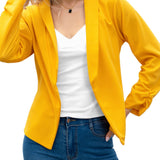 kkboxly  Elegant Solid Long Sleeve Blazer, Open Front Lapel Blazer, Elegant & Stylish Tops For Office & Work, Women's Clothing