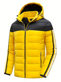 kkboxly  kkboxly  Warm Winter Detachable Hooded Jacket, Men's Casual Patchwork Zip Up Winter Jacket For Fall Winter Outdoor