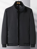 kkboxly  Men's Casual Jacket, Solid Color Stand Collar Zipper Jacket Christmas Gifts