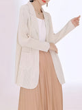 kkboxly  Stripe Textured Open Front Blazer, Casual Long Sleeve Blazer For Fall & Spring, Women's Clothing