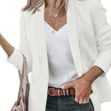 kkboxly  Shawl Collar Open Front Blazer, Casual Long Sleeve Blazer For Office & Work, Women's Clothing