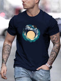 kkboxly Whales Print T Shirt, Tees For Men, Casual Short Sleeve T-shirt For Summer