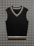 kkboxly  Elegant Slightly Stretch Preppy Vest, Men's Casual Vintage Style V Neck Vest For Fall Winter