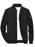 kkboxly  Stylish Letter Print Trendy Casual Lightweight Bomber Jacket, Men's Sports Jacket For Spring Fall Outdoor