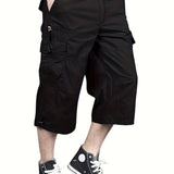 dunnmall  kkboxly  Street Style Men's Casual Cargo Capris Jeans With Pocket, Men's Outfits