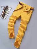 kkboxly  Y2k Slim Fit Jeans, Men's Casual Street Style Solid Color Slightly Stretch Denim Pants For Spring Summer