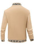 kkboxly  Reversible Men's Long Sleeve Outwear For Spring And Autumn, Letter Pattern Men's Preppy Style Embroidery Zip Up Cotton Comfy Baseball Jacket With Pockets
