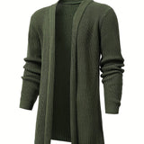 kkboxly  Elegant Slightly Stretch Knit Cardigan Coat, Men's Casual Vintage Style V Neck Sweater Cardigan For Fall Winter