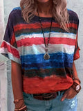 2025 kkboxly  Color Block Crew Neck T-Shirt, Casual Short Sleeve T-Shirt For Spring & Summer, Women's Clothing
