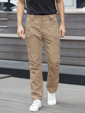 kkboxly  Trendy Solid Cargo Pants, Men's Multi Flap Pocket Trousers, Loose Casual Outdoor Pants, Men's Work Pants Outdoors Streetwear Hip Hop Style