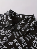 Letter Print Chic Jacket, Men's Casual Lapel Jacket Coat For Spring Fall